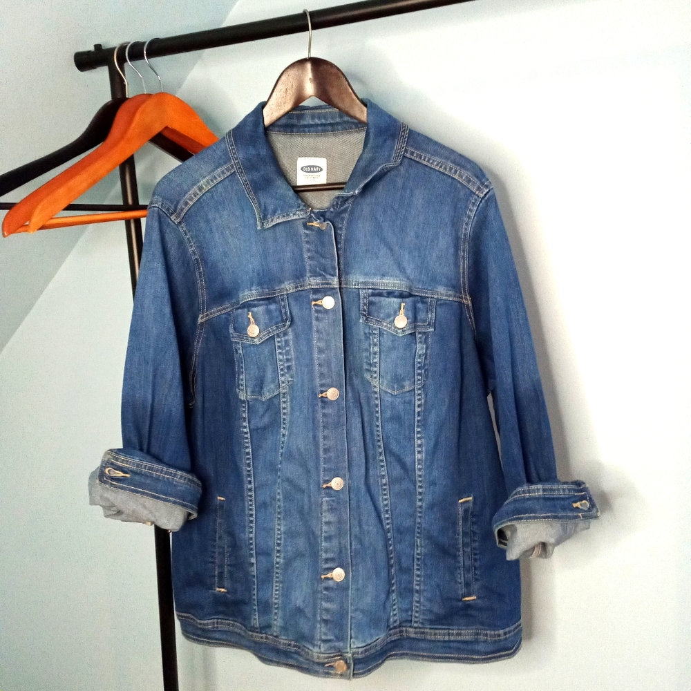 Old Navy Denim Jacket Gradient Distressed